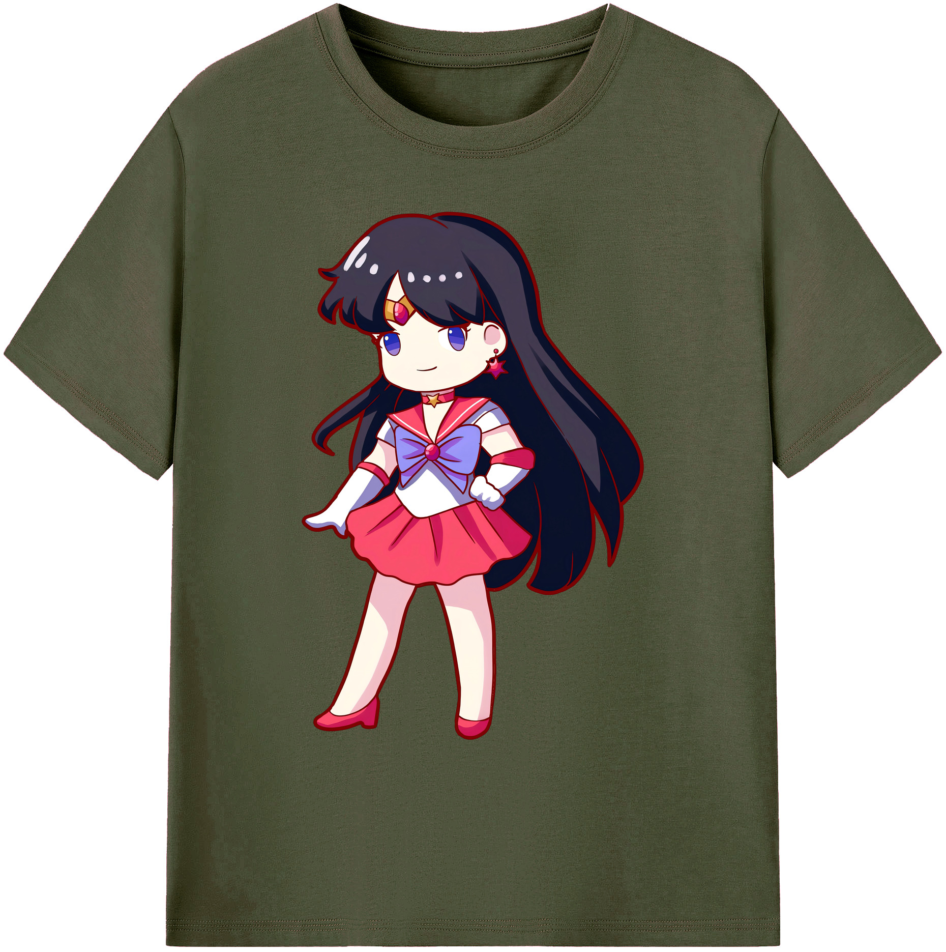 （画像用） 美少女戦士セーラームーン 火野レイ ひの レイ Sailor Moon Hino Rei （セーラーマーズ,Sailor Mars） 綿100％ メンズ半袖Tシャツ｜肌触りやわらか＆通気性